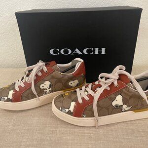 NIB Coach X Peanuts Snoopy Women's Low Top Leather Sneaker